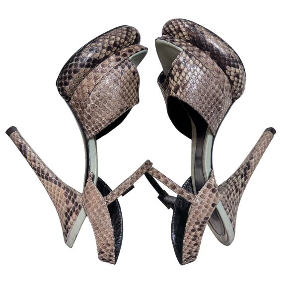 Auth. Fendi Python Snakeskin Bubble Platform Heel Sandals Size 36.5 W/Dust Bags - Picture 8 of 15